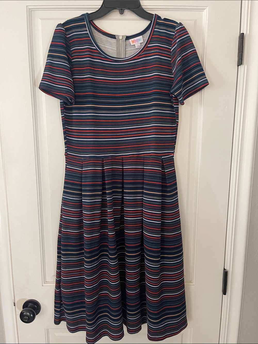 Lularoe Short Sleeve Fit & Flare Dress - Navy, Red, White